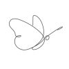 deuil Continuous line butterfly. Vector illustration. White one line drawing. Concept for icon, card, banner, poster flyer